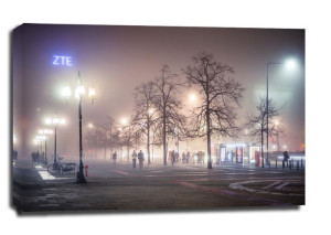 Plac Konstytucji we mgle - obraz na płótnie 70x50 cm