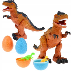 Dinozaur T-rex chodzący chodzi świeci + jaja zestaw