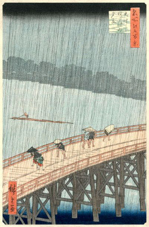 Sudden Shower over Shin-Ōhashi Bridge and Atake, Hiroshige - plakat 61x91,5