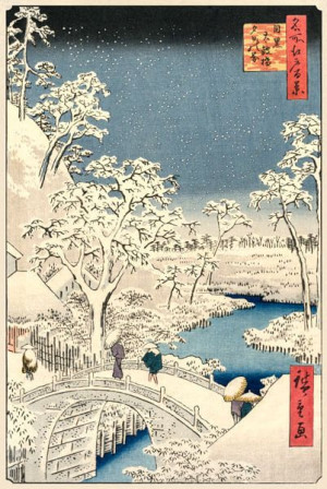 Picture of Twilight at the Drum Bridge in Meguro, Hiroshige - plakat 61x91,