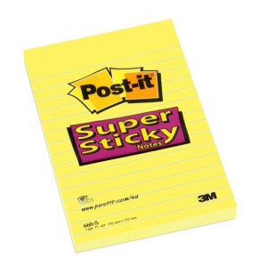 Karteczki samoprzylepne Post-it® Super Sticky XXL, intensywnie żółte w lini