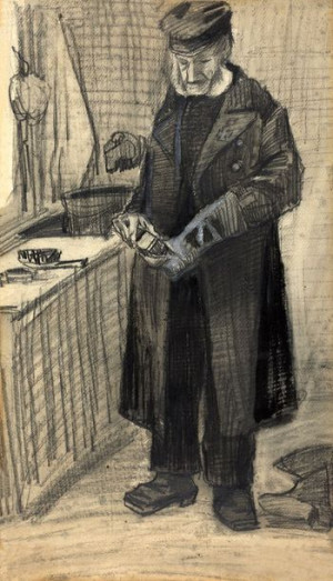 Man Polishing a Boot, Vincent van Gogh - plakat 30x40 cm