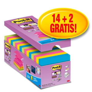 Karteczki samoprzylepne Post-it® Super Sticky Z-Notes 14 bloczków + 2 GRATI