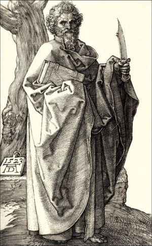 Saint Bartholomew, Albrecht Durer - plakat 60x80 cm