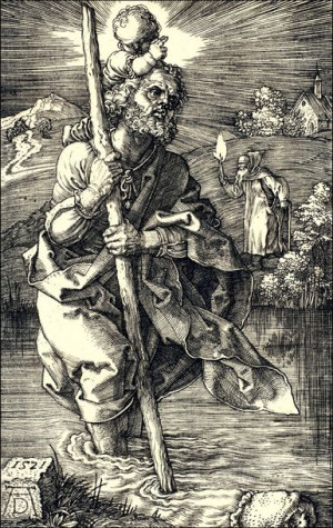 Saint Christopher Facing Right, Albrecht Durer - plakat 61x91,5 cm