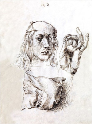 Self portrait, Study of a Hand and a Pillow (recto) Six Studies of Pillows