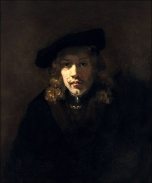 Man in a Beret, Rembrandt - plakat 40x50 cm