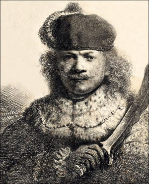 Rembrandt with Raised Sabre, Rembrandt - plakat 60x80 cm