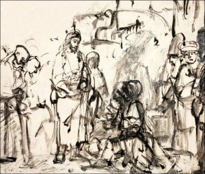 The Meeting of Christ with Martha and Mary after the Death of Lazarus, Remb