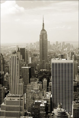 Nowy Jork. Manhattan panorama w sepii - plakat 40x50 cm