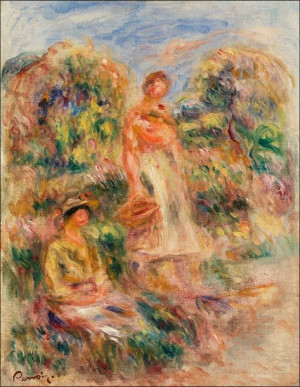 Standing Woman and Seated Woman in a Landscape, Pierre-Auguste Renoir - pla