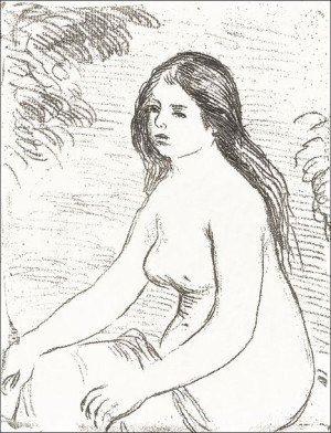 Seated Nude Woman, Pierre-Auguste Renoir - plakat 59,4x84,1 cm