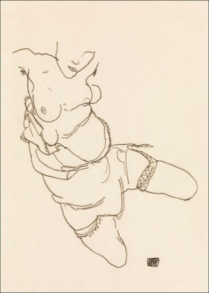 Semi-Dressed Model, Egon Schiele - plakat 30x40 cm
