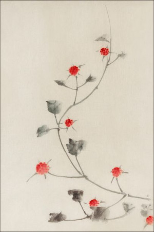 Small Red Blossoms on a Vine, Hokusai - plakat 61x91,5 cm