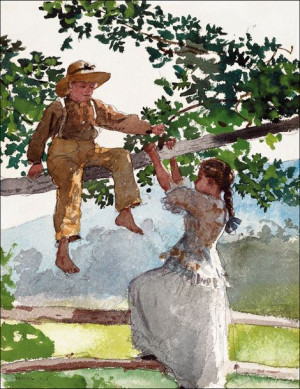 On the Fence, Winslow Homer - plakat 30x40 cm