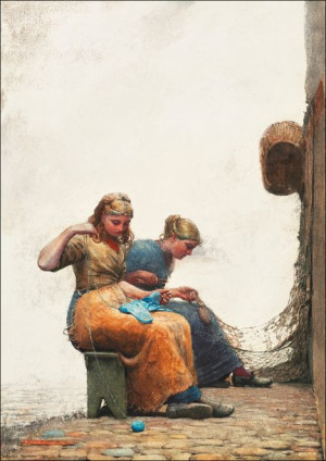 Mending the Nets, Winslow Homer - plakat 29,7x42 cm