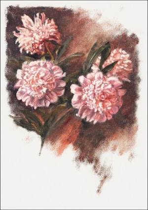 Red Peonies during, Samuel Colman - plakat 21x29,7 cm