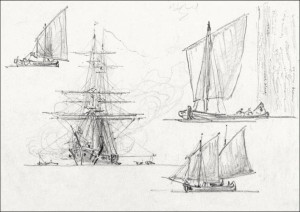 Sketches of Ships, Venice, Italy, Samuel Colman - plakat 91,5x61 cm