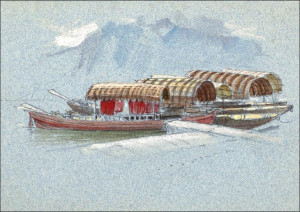 Pleasure Boats, Lake Lucerne, Samuel Colman - plakat 70x50 cm