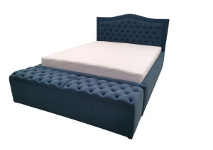 Łóżko Chesterfield LEON z pufą glamour pikowane