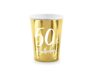 Kubeczki Papierowe 50 Th Birthday Złote 6szt