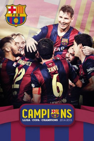 FC Barcelona Potrójna Korona - plakat 61x91,5 cm