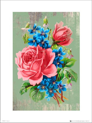 Vintage Flowers Bunch Green - plakat premium 30x40 cm