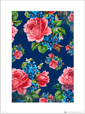 Vintage Flowers Blue - plakat premium 30x40 cm