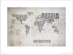 Mapa Świata Rustic - plakat premium 40x30 cm
