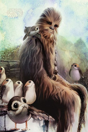 Gwiezdne Wojny Star Wars Chewbacca and Porgs - plakat 61x91,5 cm