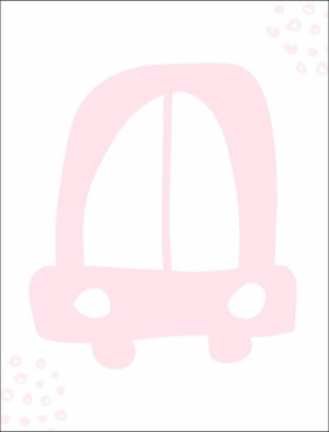 Różowe auto - plakat 42x59,4 cm