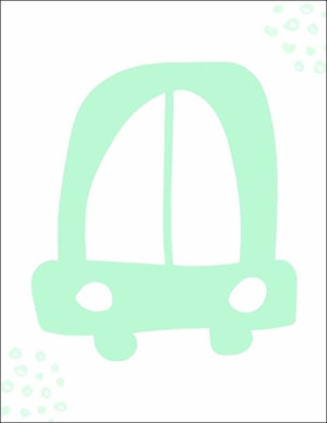 Miętowe auto - plakat 61x91,5 cm