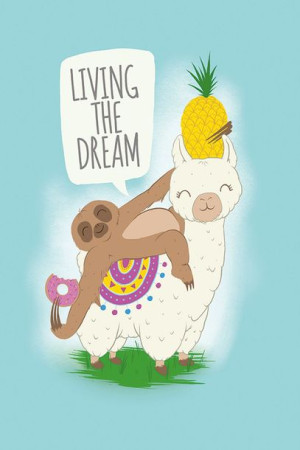 Llama i Leniwiec Living The Dream - plakat 61x91,5 cm