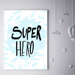 Super bohater na niebieskim tle - plakat 42x59,4 cm