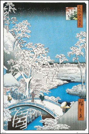 Hiroshige The Drum Bridge - plakat 61x91,5 cm