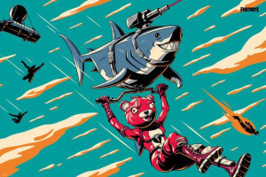 Fortnite Laser Shark - plakat 91,5x61 cm