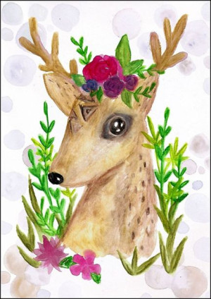 Jelonek akwarela - plakat 50x70 cm