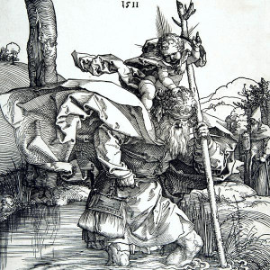 Saint Christopher, Albrecht Durer - plakat 50x50 cm