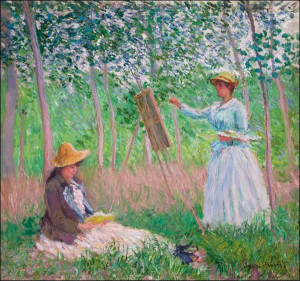 In the Woods at Giverny, Blanche Hoschedé at Her Easel with Suzanne Hosched