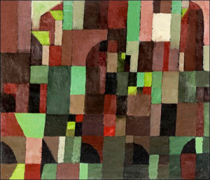 Red and Green Architecture, Paul Klee - plakat 60x60 cm
