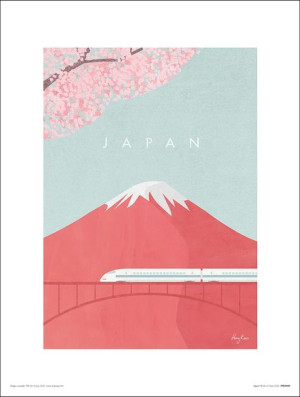 Japonia Góra Fuji Kwitnące Wiśnie i Szybki Pociąg - plakat premium 30x40 cm