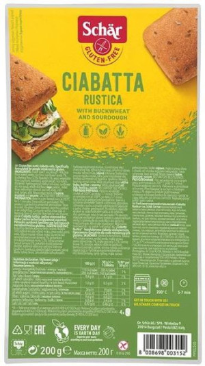 Ciabatta Rustica (wieloziar.4x50g) 200g, Schar