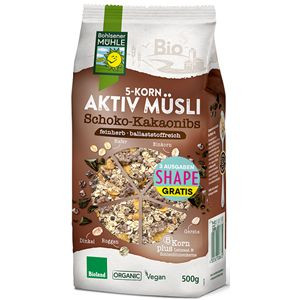 Musli 5 Zbóż Z Kawałkami Czekolady I Prażonymi Ziarnami Kakao Bio 500 G - B