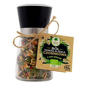 Sól Himalajska W Młynku Z Ziołami Czosnkowa Bio 140 G - Dary Natury