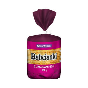 Wafelki bez tłuszczu i bez barwników z jagodami goji 100 g Babcianki