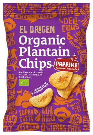 Chipsy z plantana paprykowe bezglutenowe BIO 80g - El origen