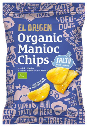 Chipsy z manioku solone bezglutenowe BIO 60g - El origen