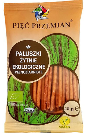 Paluszki żytnie pełnoziarniste BIO 45g - Pięć przemian