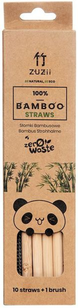 Słomki bambusowe BEZ KORY 10 szt + czyścik Zuzii