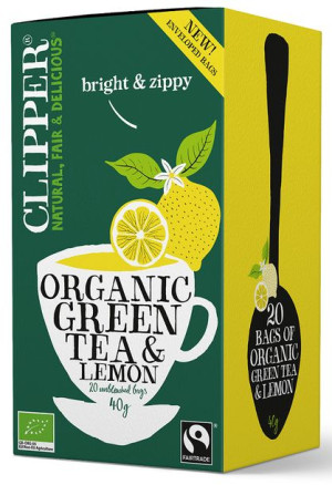 Herbata zielona z cytryną FAIR TRADE BIO 40 g (20 x 2 g) Clipper